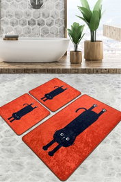 Mijölnir Comfort Juego de Alfombrillas de Baño Rojo (3 Piezas)